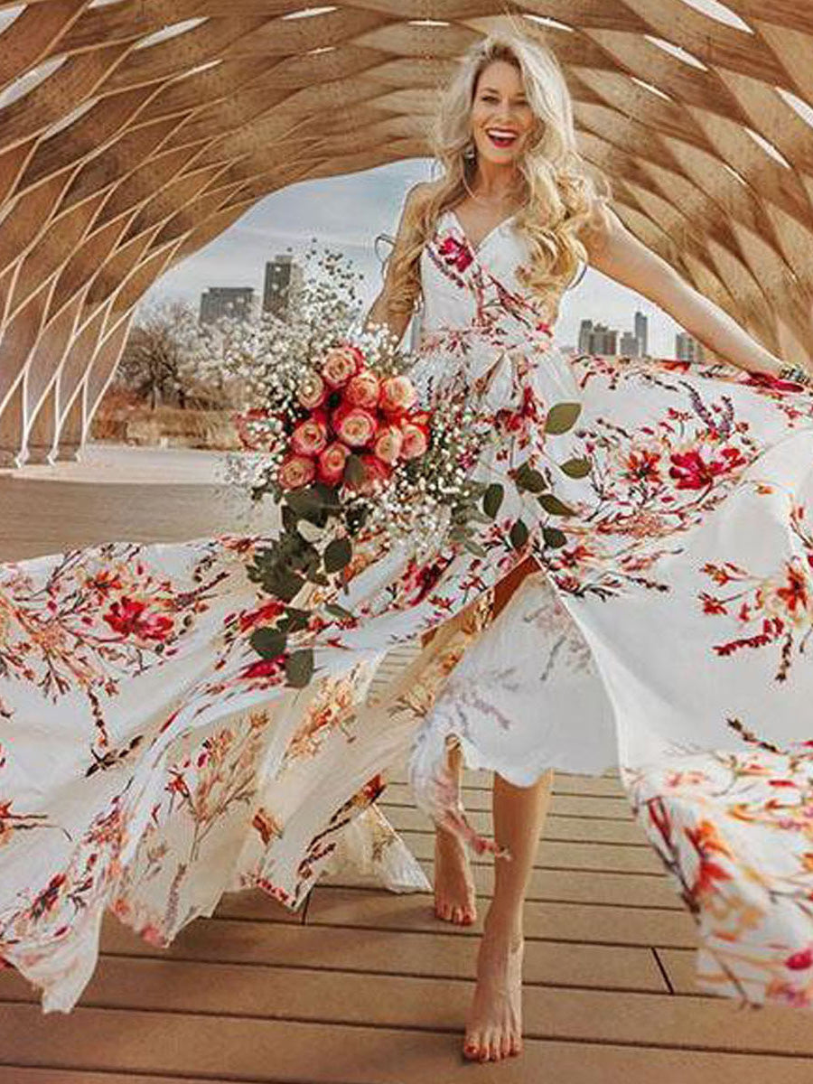 Boho Vacation Beach Print Ärmelloses Kleid