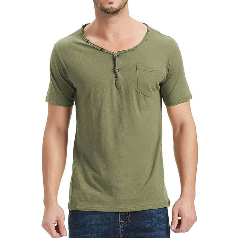 Vyriški laisvalaikio paprastų apvalių apykaklių vientisos spalvos mygtukai, marškinėliai iš poliesterio trumpomis rankovėmis