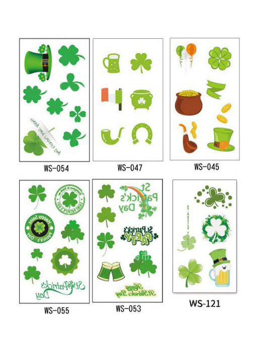 Pegatinas de trébol en la cara para St. Para el día de patricio