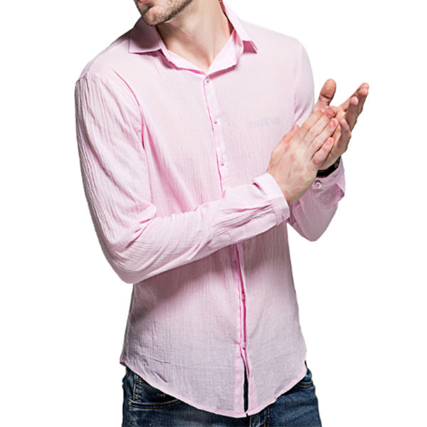 Camisa de hombre liviana y fresca de color liso