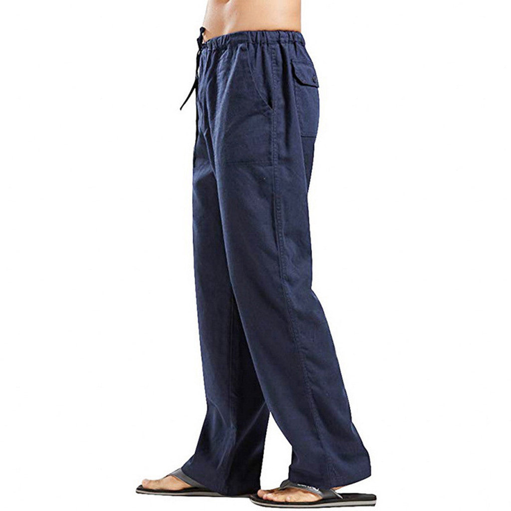 Pantalones grandes de lino para hombre