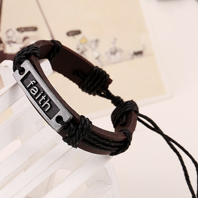 Pulsera de cuero genuino vintage para hombre