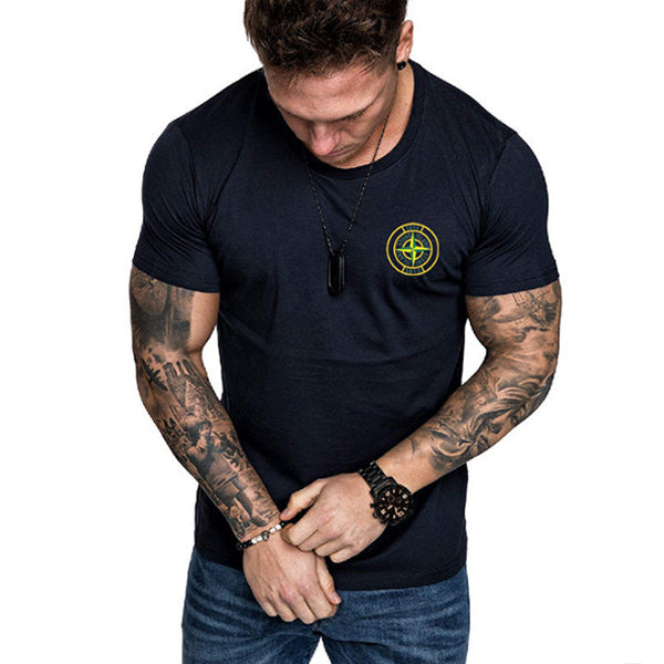 Schlankes Kurzarm-T-Shirt mit Rundhalsausdruck für Herren