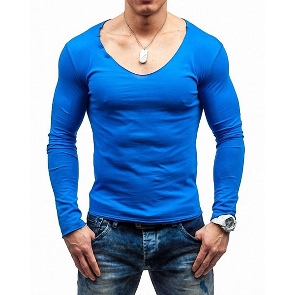 Cuello de pico y cuello de pico de manga larga para hombre