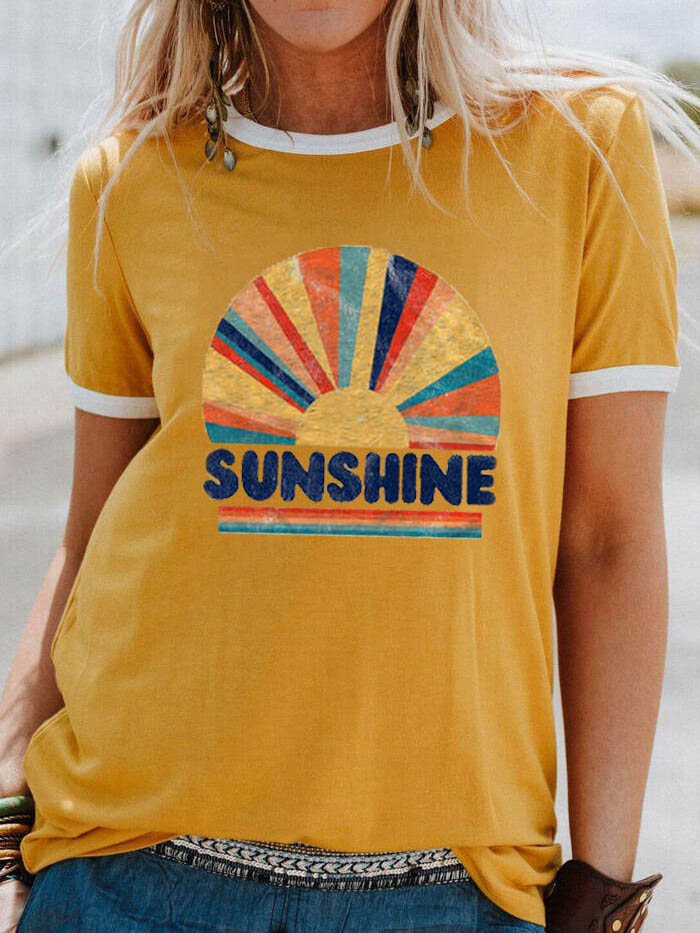 Sonnenschein Regenbogen O-Ausschnitt T-Shirt