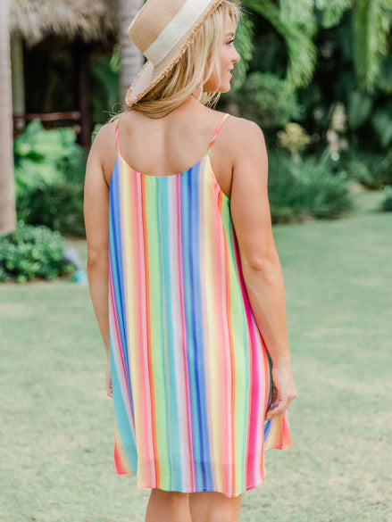 Falda de playa de gasa con rayas rojas bohemias para mujer