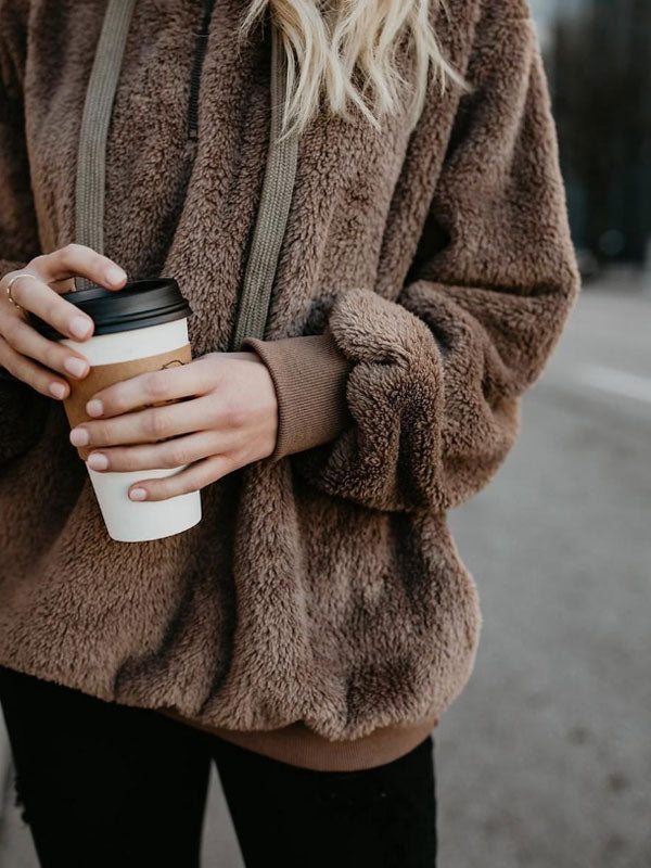 Sudadera con capucha de felpa de moda para mujer