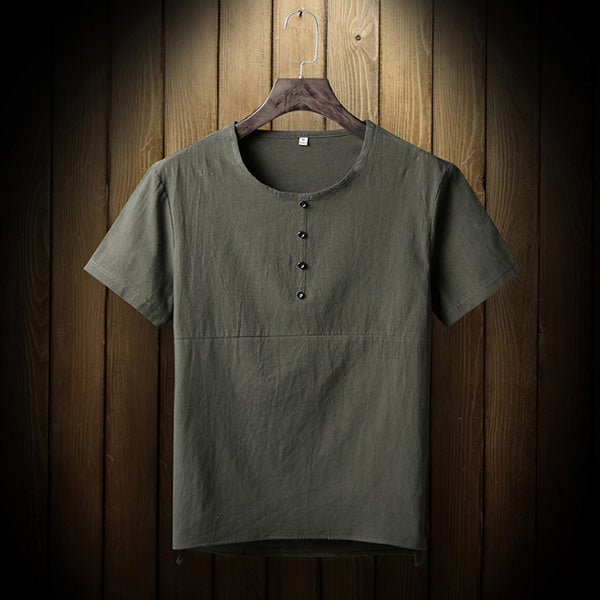 Kurzarm-T-Shirt aus Baumwolle und Leinen für Herren