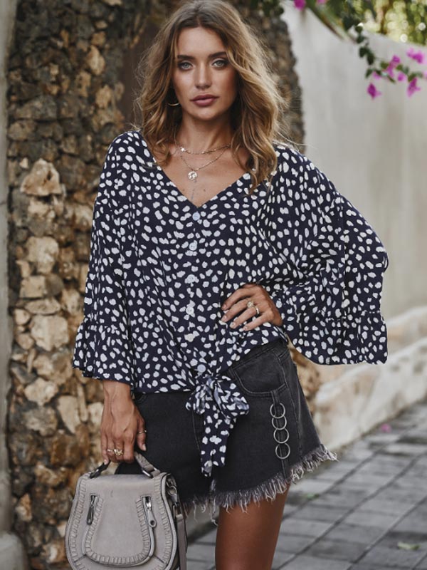 Blusas para mujer con estampado de lunares