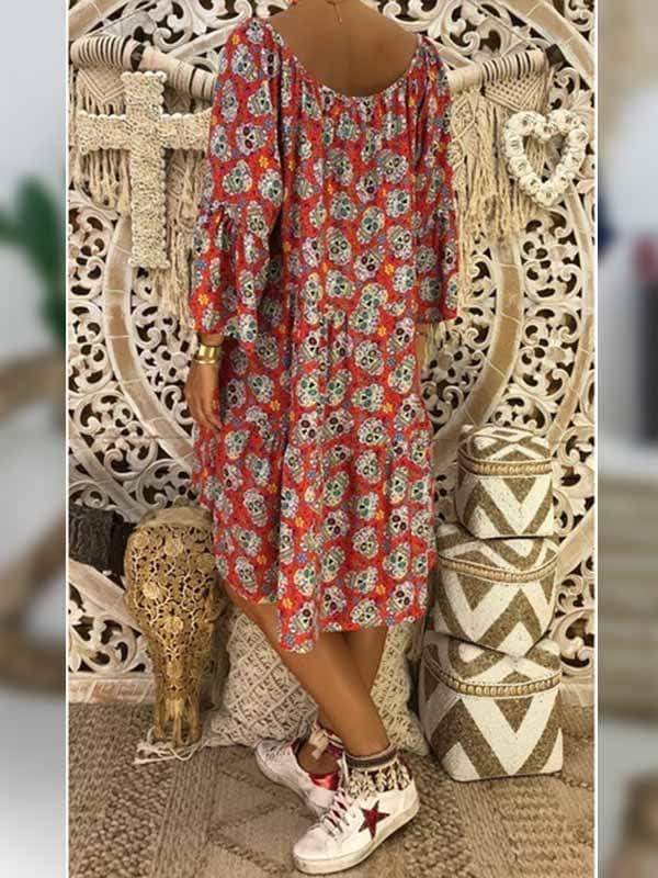 Vestido con estampado de calavera de talla grande