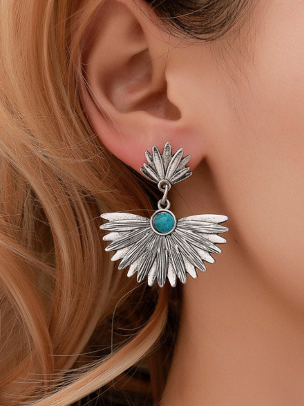 Pendientes vintage vintage con hoja de metal para mujer