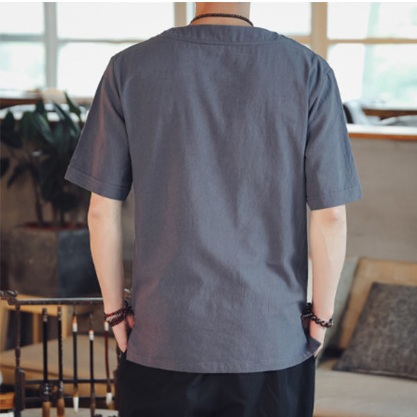 Leinen-T-Shirt der Männer im chinesischen Stil