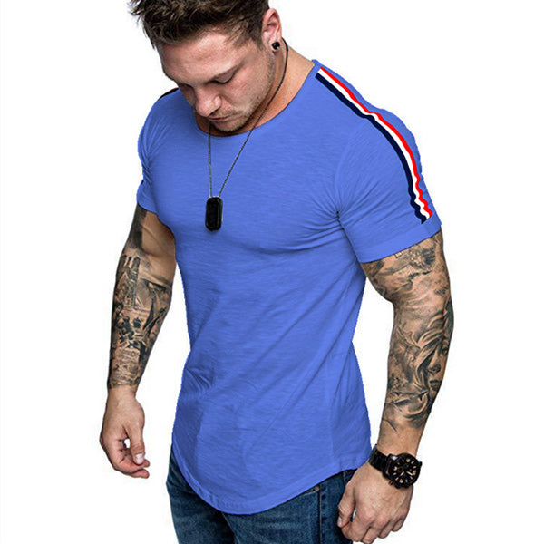 Kurzärmliges T-Shirt mit schmalem Schnitt und gestreiftem Print für Herren