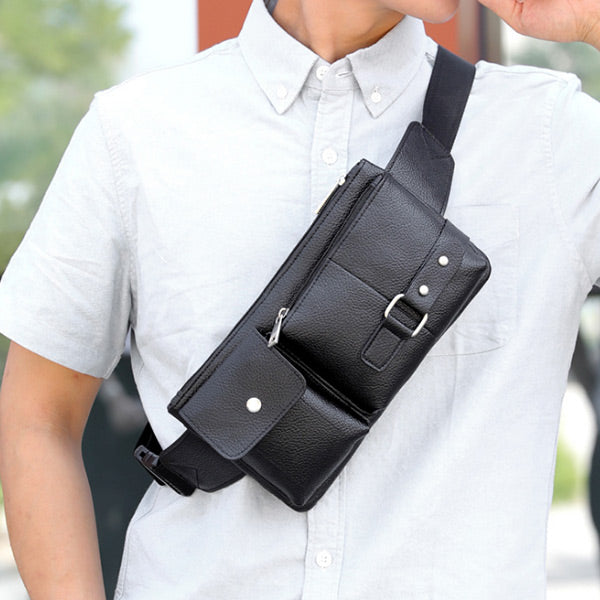 Bolso de cuero casual multifuncional para hombre
