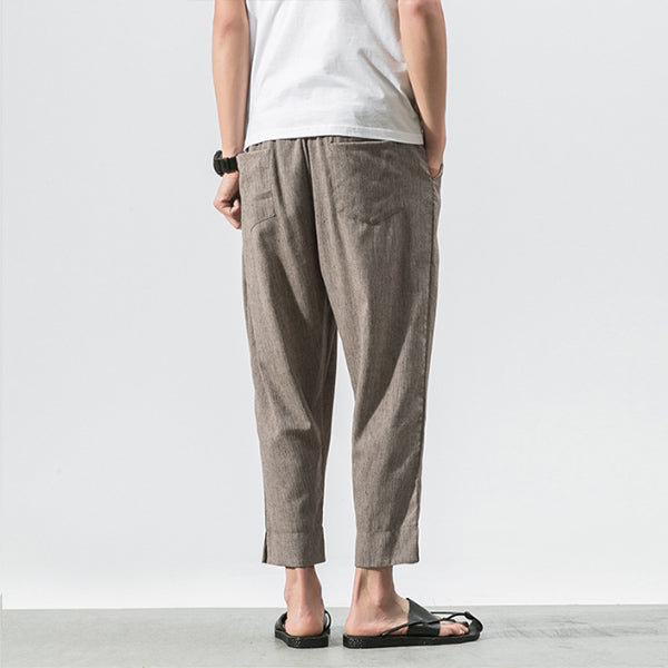 Pantalones de lino sueltos casuales para hombres