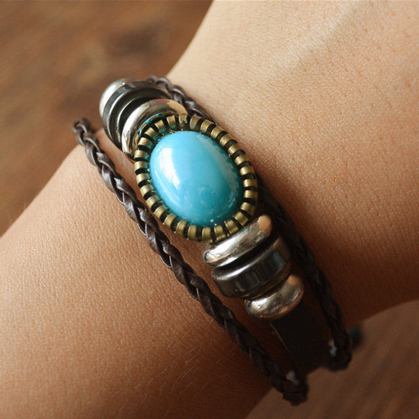 Correa de cuero vintage multicapa