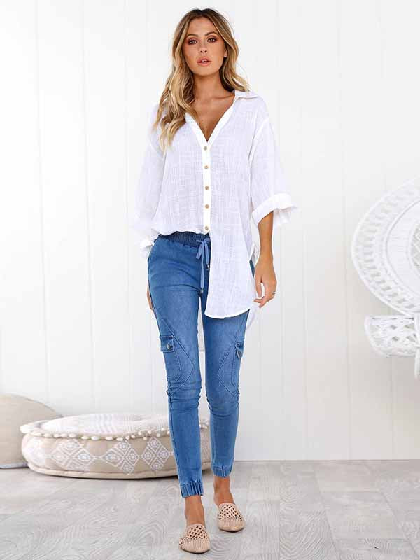 Camiseta de manga larga y botones