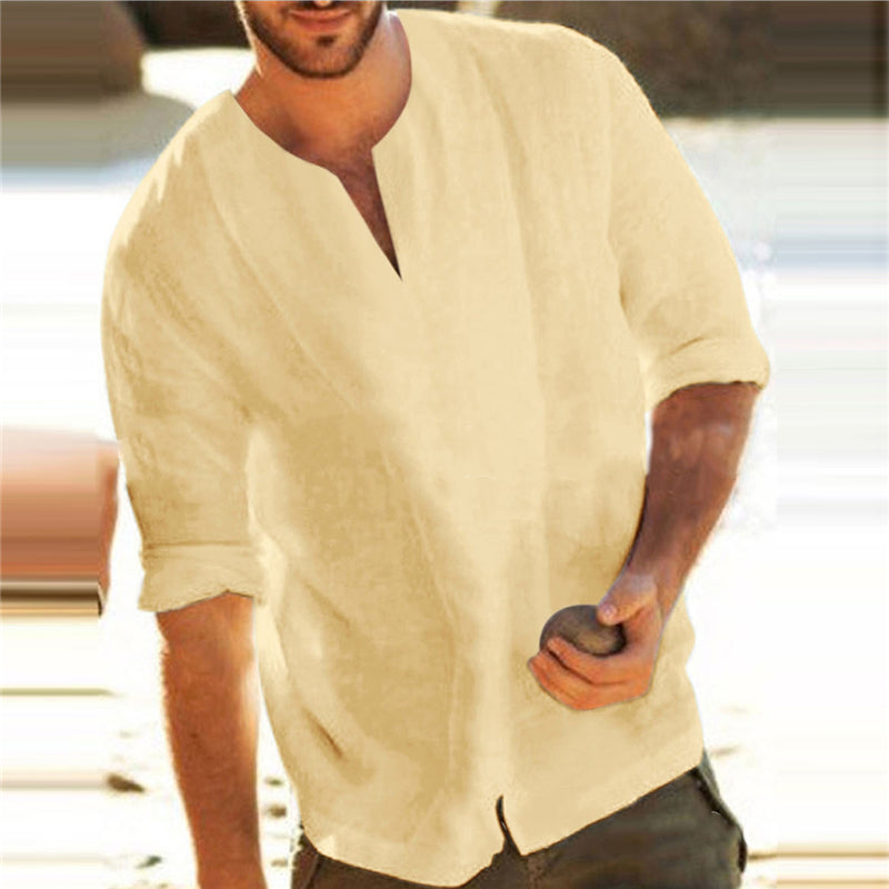 Slit V-Ausschnitt Herren Langarm Shirts