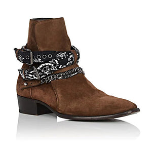 Buckle strap graffiti fabric chelsea boots suede catwalk t show men&#39;s casual boots
