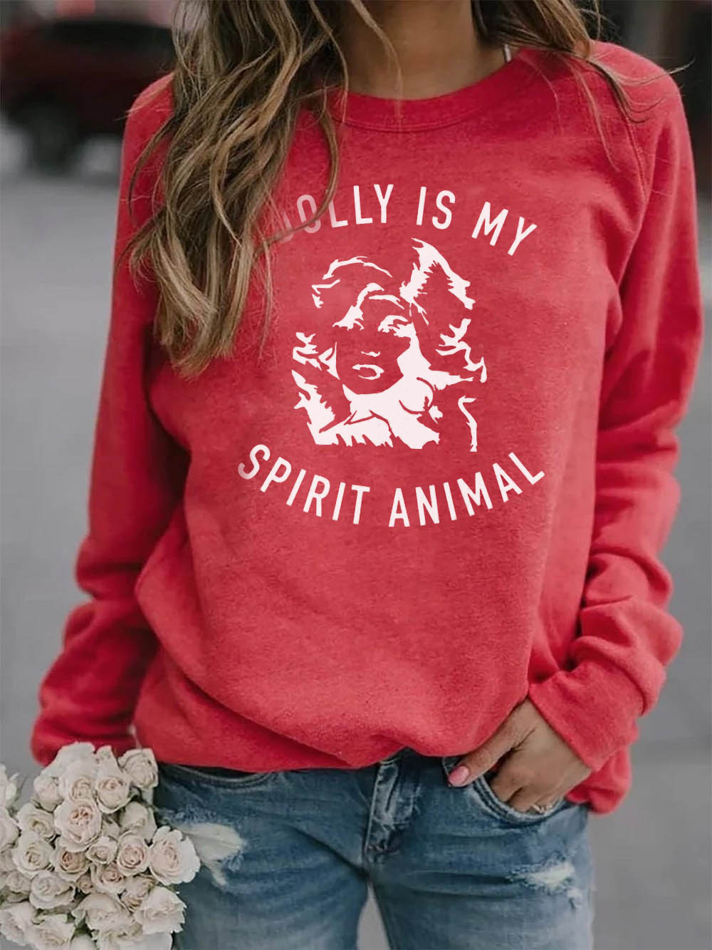 Frau Dolly ist mein Geist Tier gemalt Sweatshirt