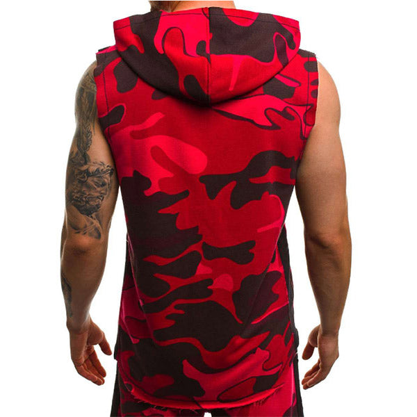 Chaleco para hombre con capucha con estampado de camuflaje
