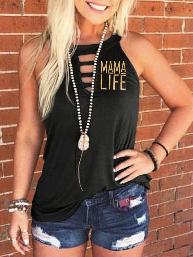 Frauen MAMA LIFE Letter Print Tank