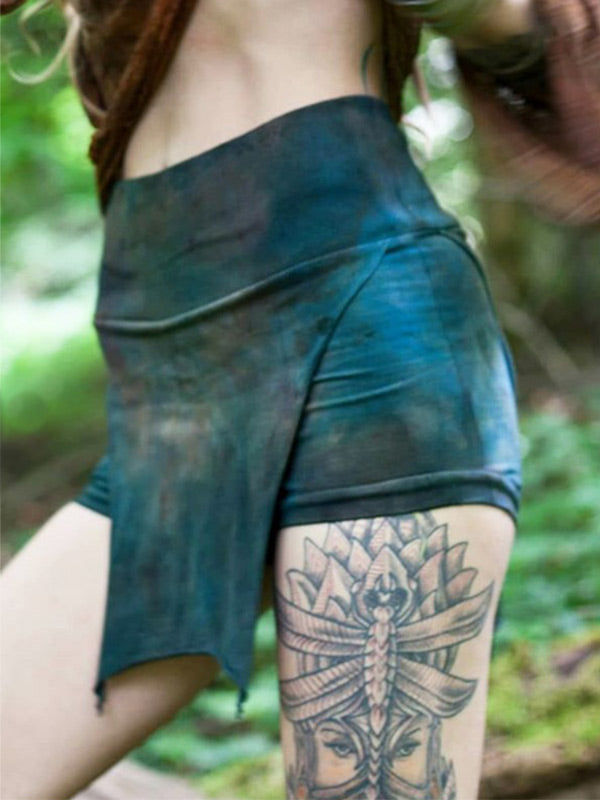 Retro gefärbte Patchwork-Shorts für Damen