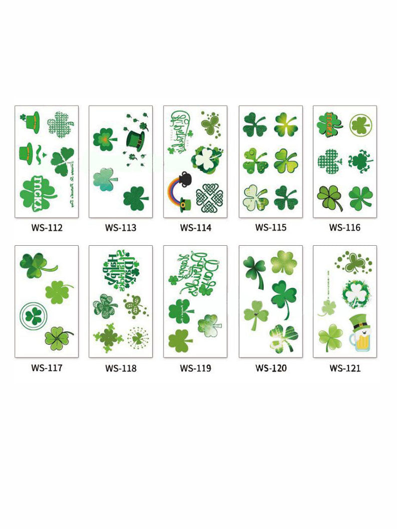 Pegatinas de trébol en la cara para St. Para el día de patricio