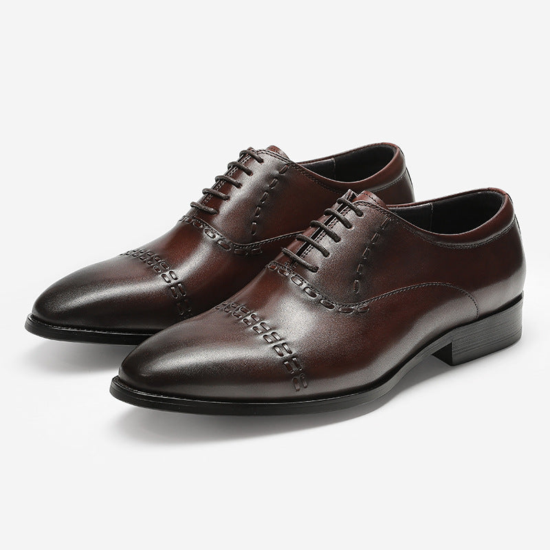 Sactino Brogue zapatos de cuero en negro / rojo-marrón