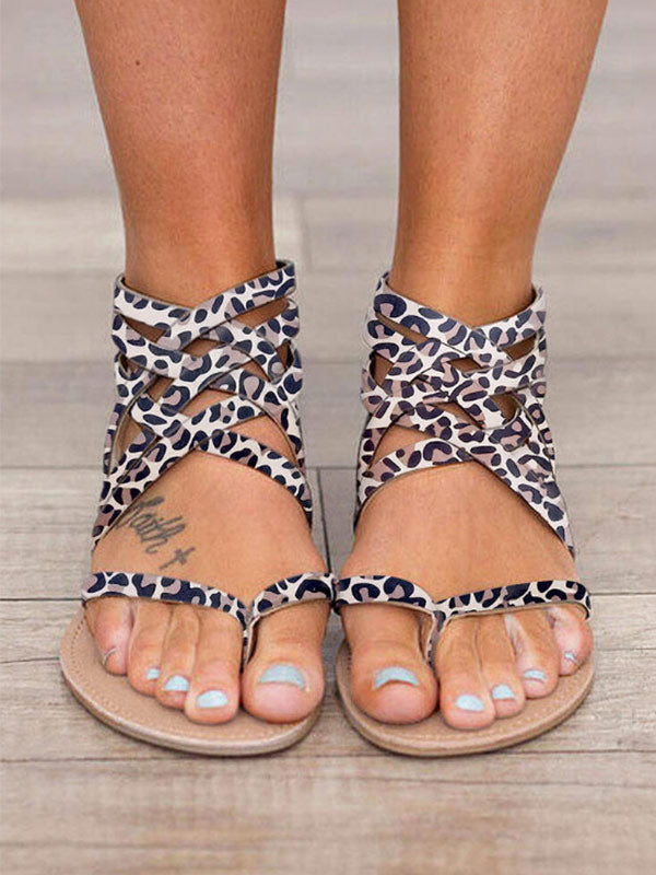 Flache Sandalen für Damenmode-Kreuzspitzenmode