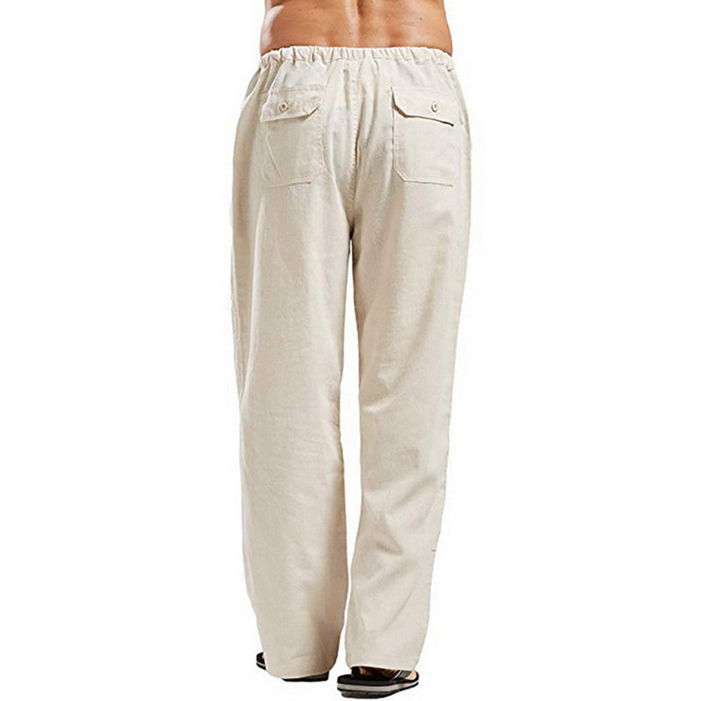 Pantalones grandes de lino para hombre
