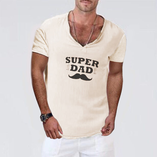 Kurzarm-T-Shirt aus Baumwolle und Leinen mit Herrenmode