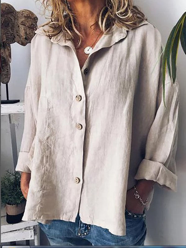 Einfarbiges Hemd aus Baumwoll-Leinen in Übergröße