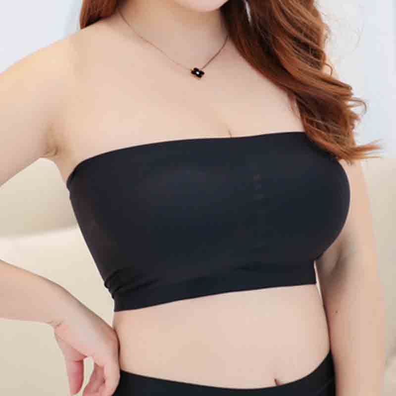 Seamless strapless, highly elastic bra padded with silk