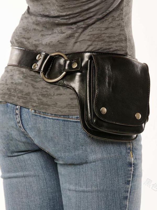 Damen Leder-Gürteltasche mit Verstellbarem Gürtel