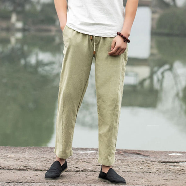 Pantalón de terciopelo suelto de lino para hombre.
