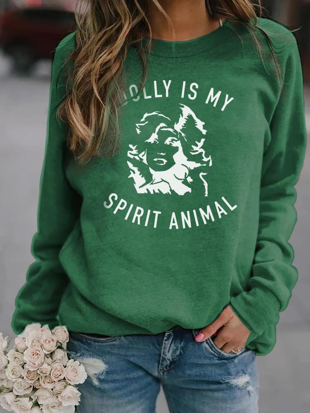 Frau Dolly ist mein Geist Tier gemalt Sweatshirt