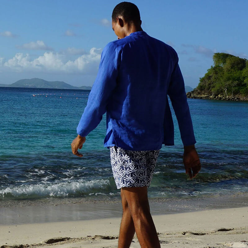 Leichtes Leinenhemd im Sommerstrand-Stil für Herren