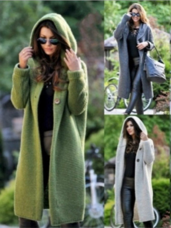 Abrigo largo de lana gruesa para mujer