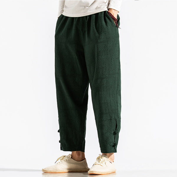 Pantalón casual para hombre en algodón y lino.