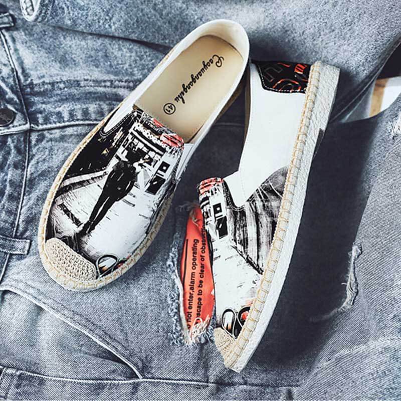 Zapatos de cáñamo cómodos de moda para hombre, lujo y verano.