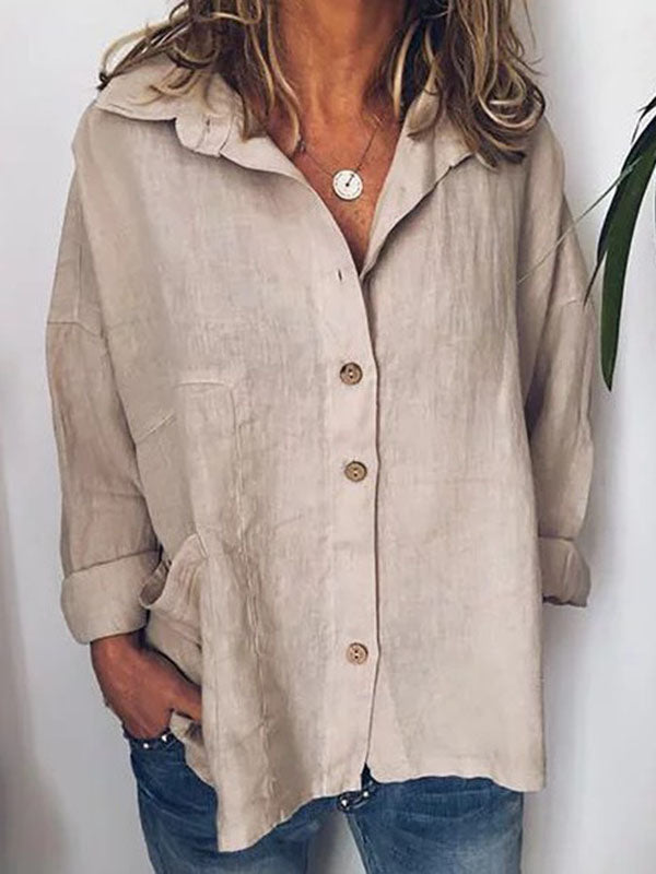 Einfarbiges Hemd aus Baumwoll-Leinen in Übergröße