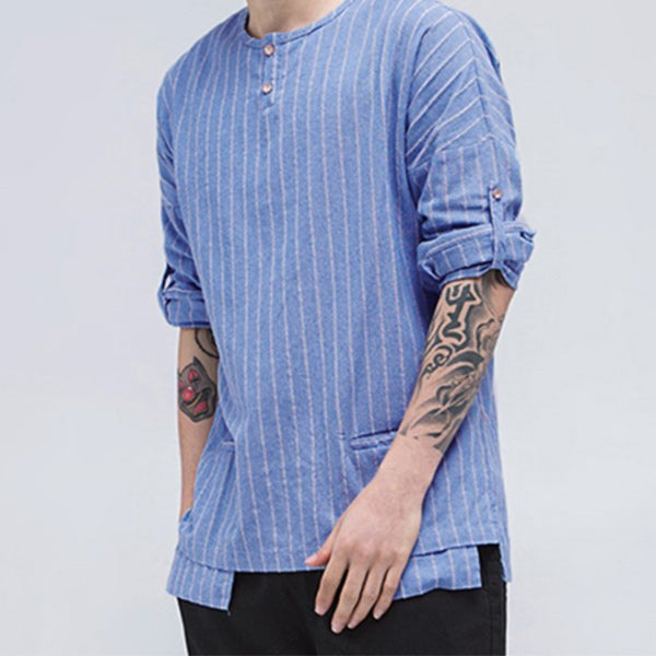 Vyriški marškinėliai su retro juostelėmis ant apykaklės