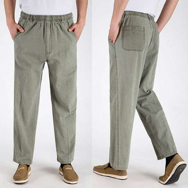 Pantalones de lino sueltos casuales para hombres