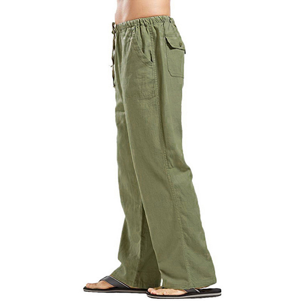 Pantalones grandes de lino para hombre