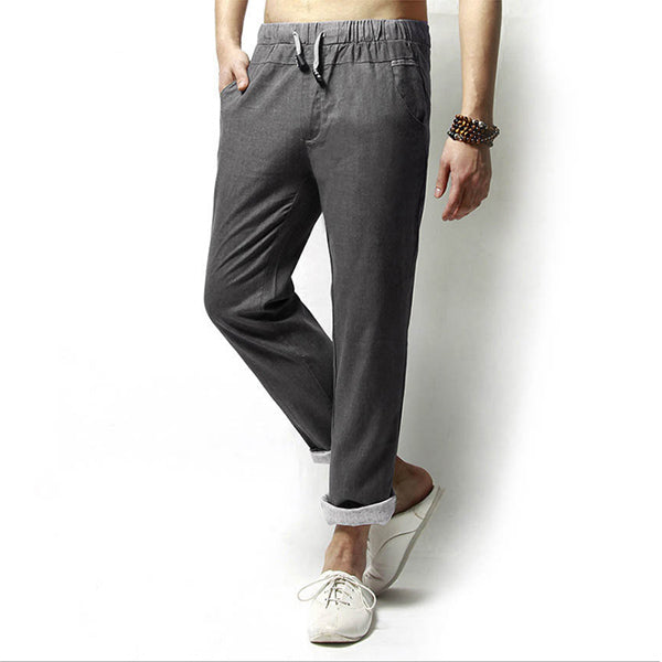 Vyriškos kasdieninės kelnės iš medvilnės ir lino