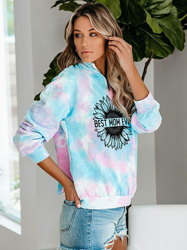Beste Mutter aller Zeiten Sunflower Tie Dye Zip Sweatshirt