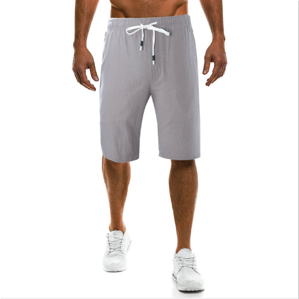 Einfarbige Leinen-Shorts für Herren in Übergröße