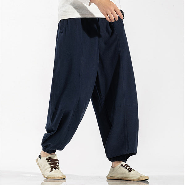 Pantalones de lino estilo chino para hombres