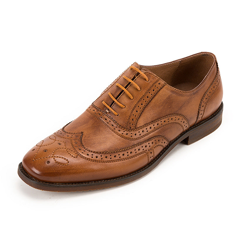 Sactino Brogue leather shoes in brown / black / coffee color